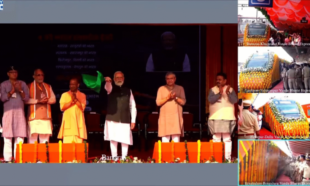 PM Modi Flags Off Four New Vande Bharat Trains
